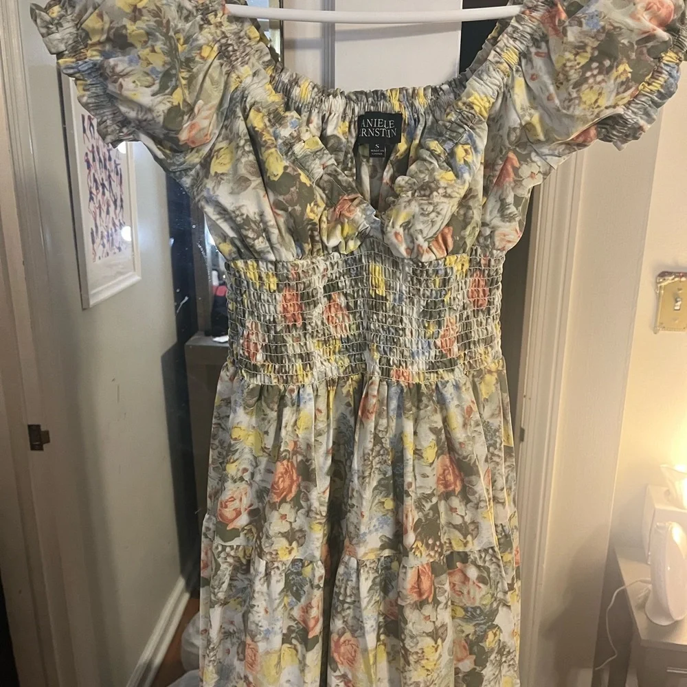 Danielle Bernstein Multicolor Smocked Floral Dress Women’s Size Small - Picture 5 of 9